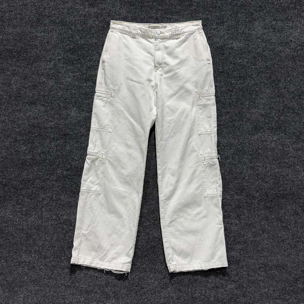 Hudson Pants Womens 30 White High Rise Wide Leg Cargo Denim Cotton Travel